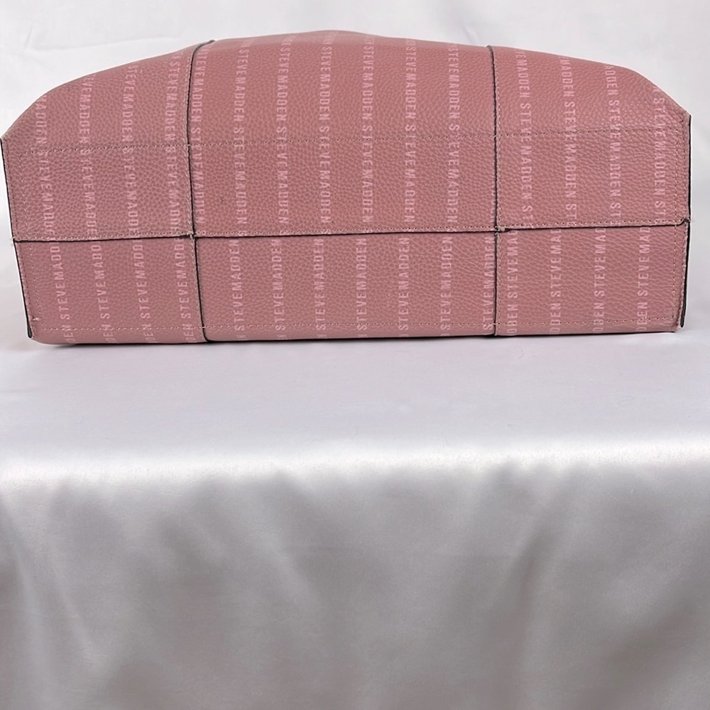 Steve Madden Large Logo Pebbled Leather Pink Tote Bag with Black Envelope Bag - Picture 7 of 14